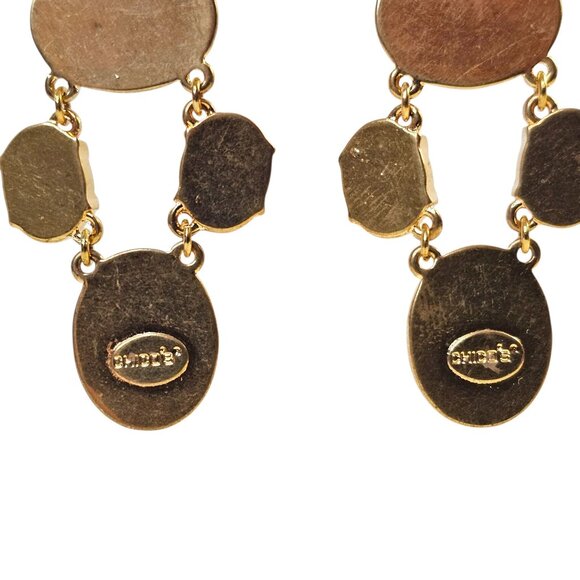 Chicos Gold‎ Tone Faux Baroque Pearl Chandelier Statement Earrings - Picture 6 of 7